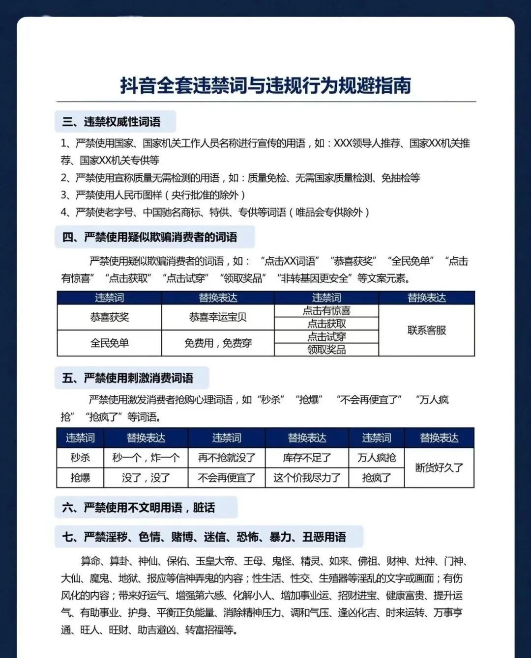内容创作者必看！3 大平台违禁词对照清单，踩中一条直接限流！
