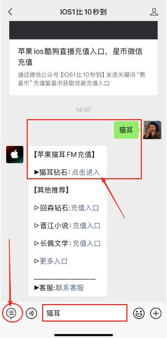 苹果iOS猫耳钻石充值,猫耳FM微信充值入口
